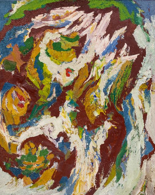 Frieda Hunziker | Compositie, olieverf op doek, 124,9 x 100,1 cm, te dateren 1961