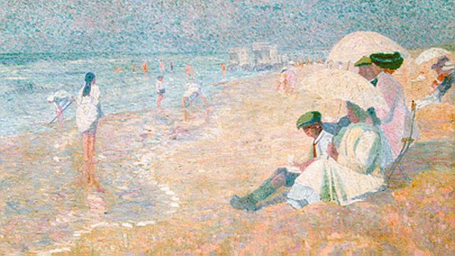 Smeerdijk A.  | Een zonnige dag aan het strand, olieverf op doek 95,0 x 157,0 cm, gesigneerd l.o. en te dateren ca. 1912